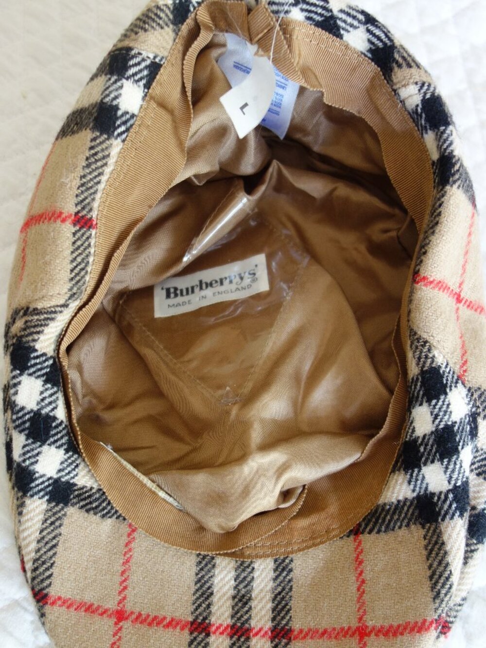 Vntg BURBERRYS’ England News Boy Flat Plaid Wool Cap Hat – Large – READ - Picture 4 of 11